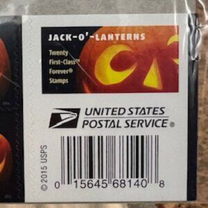 20 USPS Forever Stamps Halloween Pumpkins Jack O Latterns FV $15.60
